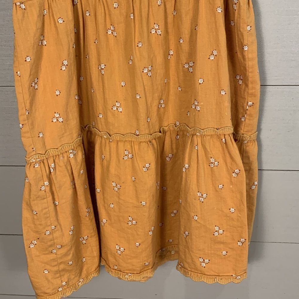 Aeropostale yellow mini ruffle ditzy floral print dress 100% cotton size Med - Picture 3 of 7